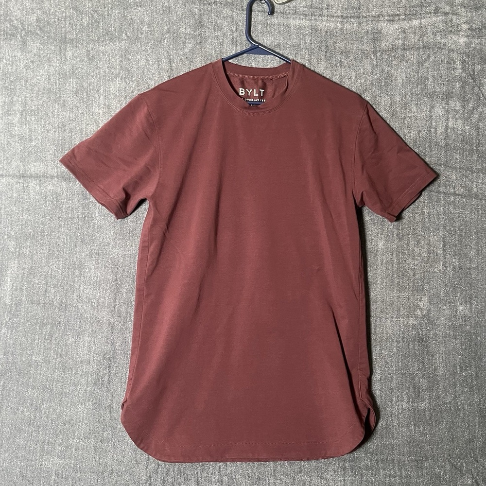 Bylt Drop Cut Lux Premium Basics Crewneck Shirt Maroon Small
